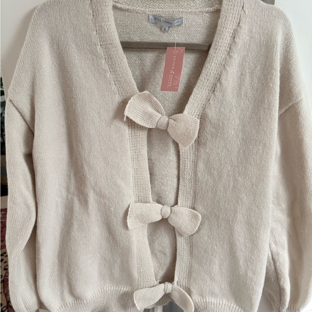 Cream Bow-Accent Sweater